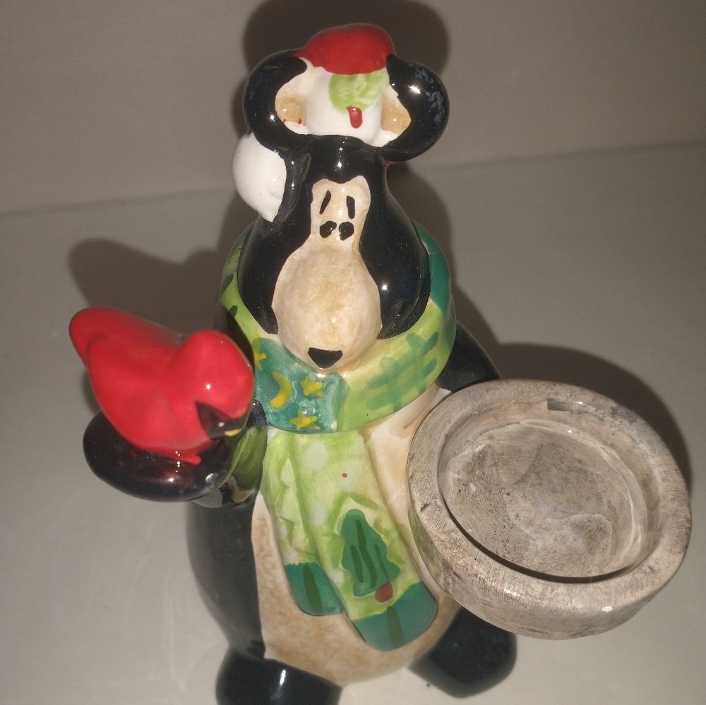 X mas Black Bear Tea light candle holder.